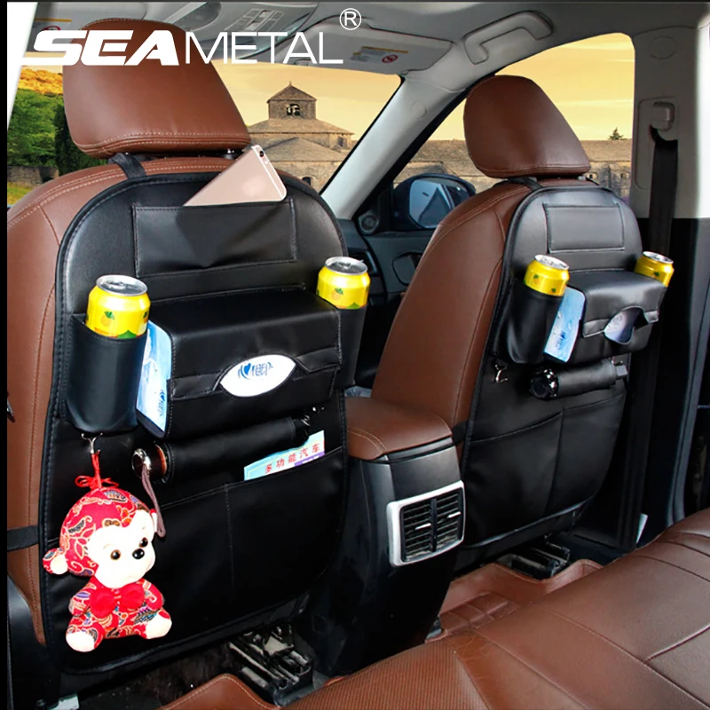 

Car Storage Bag Seat Back Organizer Multi-pocket Auto Back Seat Cover Holder Leather Universal Auto Accessories Stowing Tidying