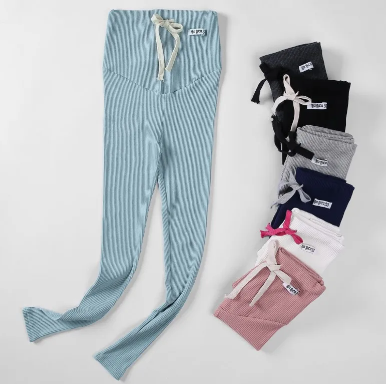 

New knitted Cotton Autumn Winter Pregnant Women Thread Leggings Adjustable Belly Pants Maternity Elastic slim Trousers
