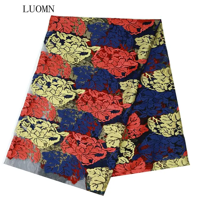 M&ampL French mesh gold line colourful 3D flower embroidery lace fabric wedding party daily celebration high custom Jy0060 | Дом и сад