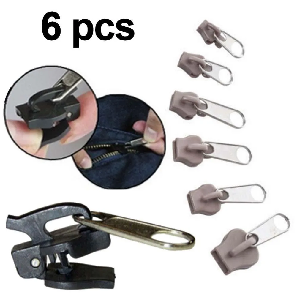 6Pcs Fix A Zipper Zip Slider Rescue Instant Repair Kit Replacement Replacement slider zipper fix zipper pull black metal