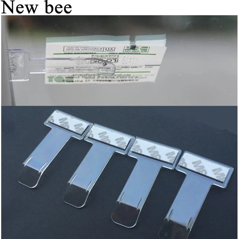 

Newbee 4Pcs Car Styling Parking Ticket Clip Fastener Auto Card Bill Holder Organizer Windshield Sticker For Nissan Hyundai VW