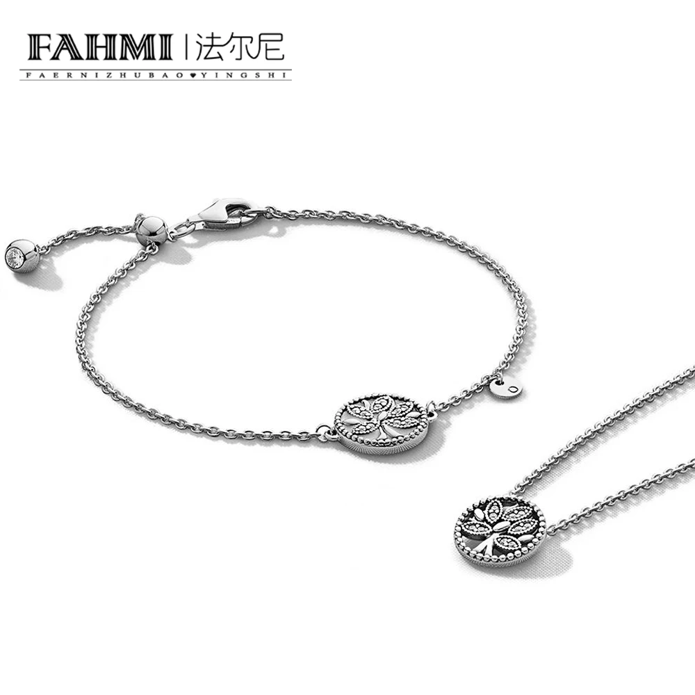

FAHMI 100% 925 Sterling Silver MD19 TREE OF LIFE SCHMUCK Spring Jewelry Bracelet Necklace Gift SET Mother's Day Charm