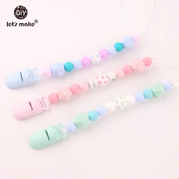 

Let's make 3pcs Children's Jewelry Nursing Pacifier Chain Silicone Soccer Beads Teething Football Dummy Clip Shower Gift Clips
