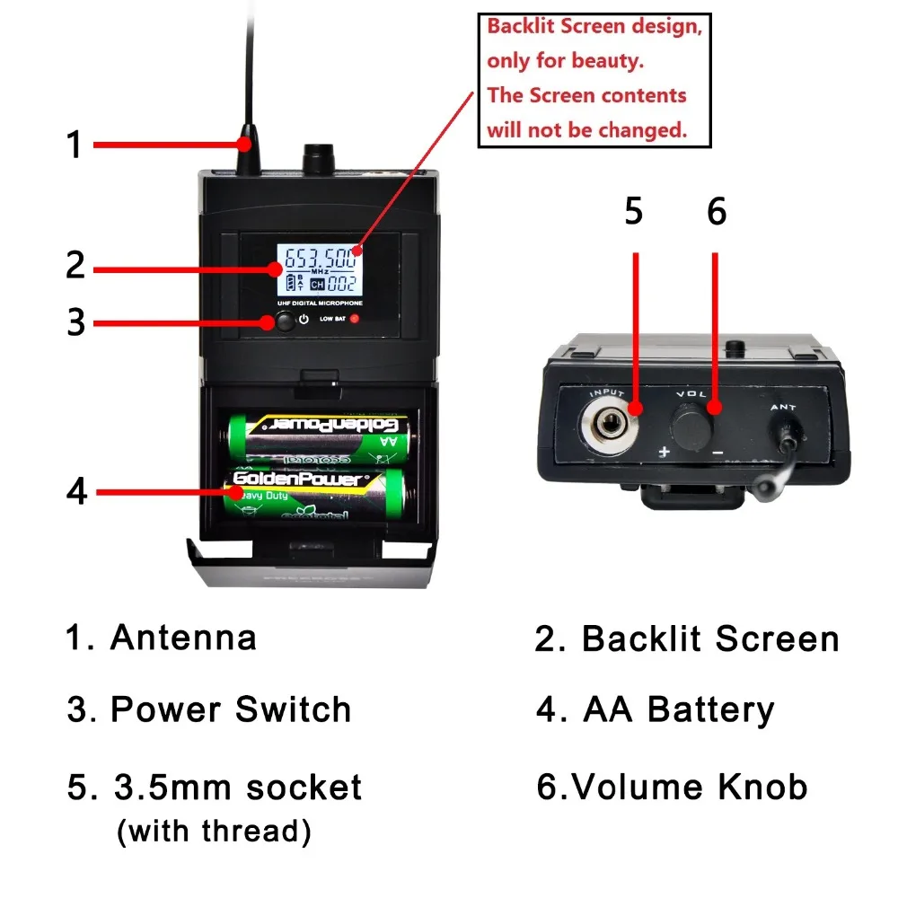 

FB-U09 Bodypack transmitter with headset microphone and clip on microphone