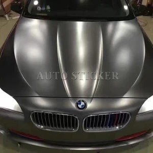 Gray Matte Metallic Chrome Vinyl Car Wrap With Air Bubble Free Satin Gunmetal Gray Car Wrap Film Covering 1.52*5/10/15/20m