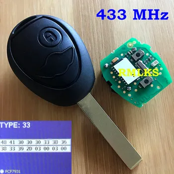 

New Uncut Replacement Keyless Remote Key Fob 2 Button Remote Head Key 433/315Mhz ID73 Chip FOR BMW 2002-2005 MINI COOPER R50 R53