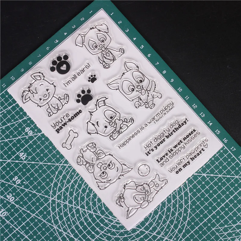 Резиновый силиконовый прозрачный штамп для transparтампонов прозрачное уплотнение фоновая карточка со штампом изготовление рукоделия собака текст Stempel