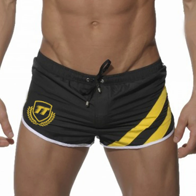 men patchwork solid short low elastic waist fitness short regular fast dry casual nungwi short 4
