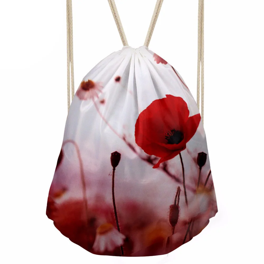 Для женщин Drawstring сумка 3D цветочные принты рюкзак девушки дети мода упаковки