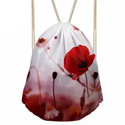 Для женщин Drawstring сумка женщин 3D цветочные принты рюкзак девушки дети мода упаковки посылка для путешествий Mochilas