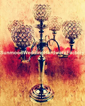 

Tall gold plated Hanging crystal candle holders wedding centerpieces new style