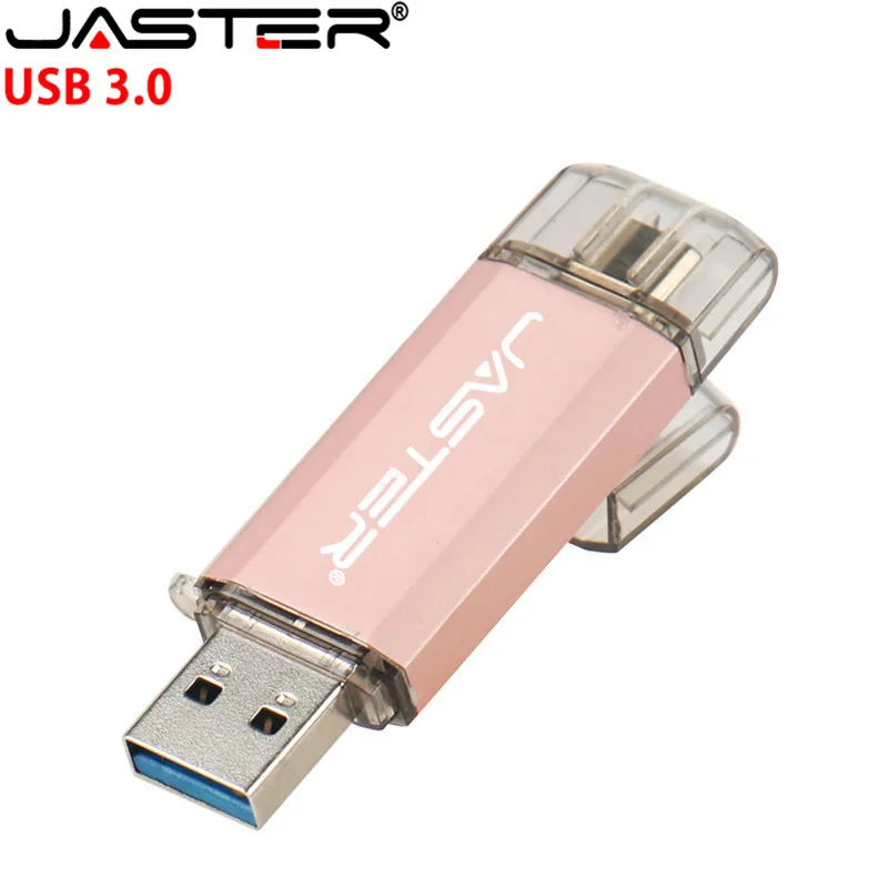 JASTER USB 3,0 type-C OTG USB флешка 64 ГБ 32 ГБ 16 ГБ ручка-накопитель смартфон память Мини USB флешка type-C 3,1 двойной разъем