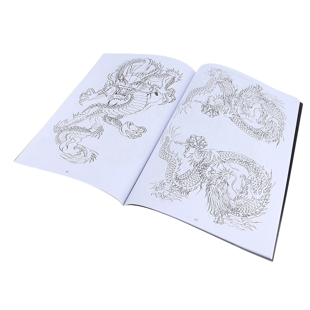 Oriental Body Art Tattoo Flash Dragon Reference Pattern Manuscripts Book 48 Pages