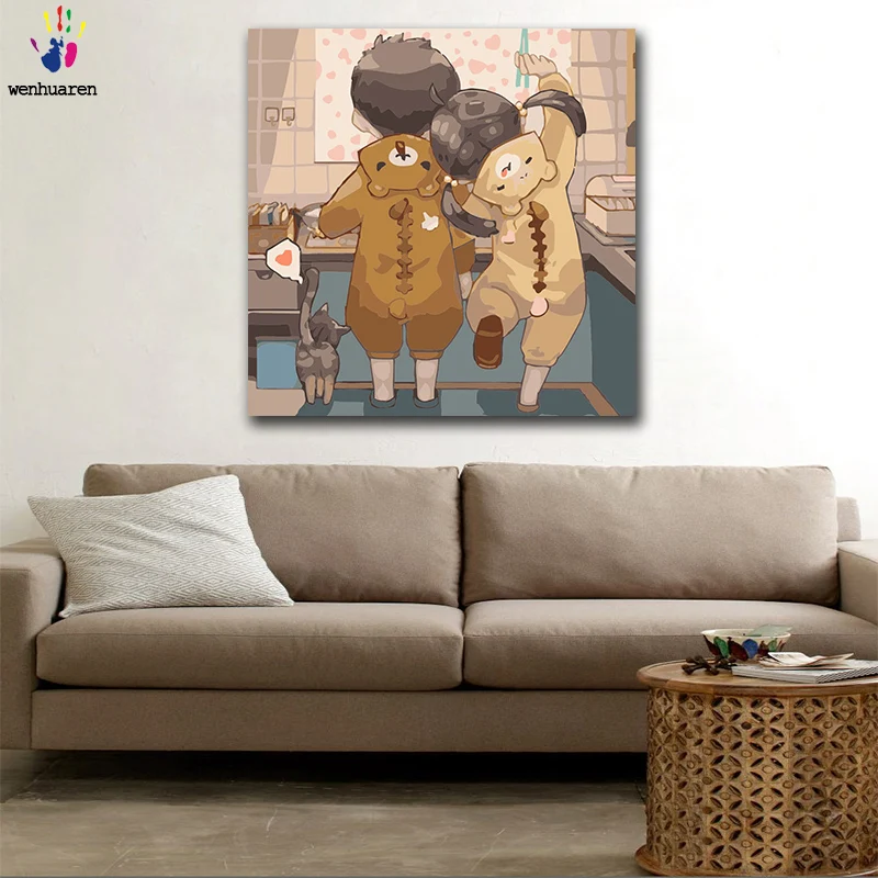 

DIY colorings pictures by numbers with colors Sun and moon are in love picture drawing painting by numbers framed