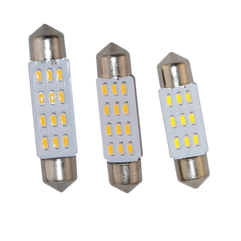 

10PCS White/Warm White 36MM/39MM/42MM 9/12SMD-3014 Dome Festoon LED Side License plate Lamp For Door Map Reading Light