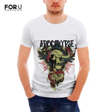 FORUDESIGNS Skull Print T-Shirt Personalisz Men T shirt Teenagers Cool Pattern Short Sleeve T-shirt for Males O-neck Summer Top round neck stars print body pattern short sleeve men s t shirt