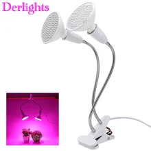 Светодиодный светильник с двойной головкой для выращивания растений с настольным держателем, лампа для выращивания растений и гидропоники в помещении