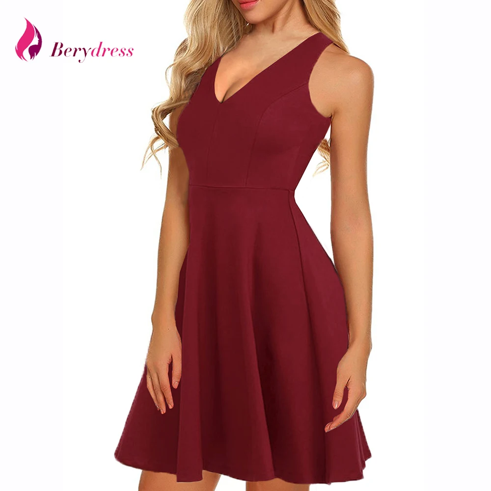 burgundy casual dress