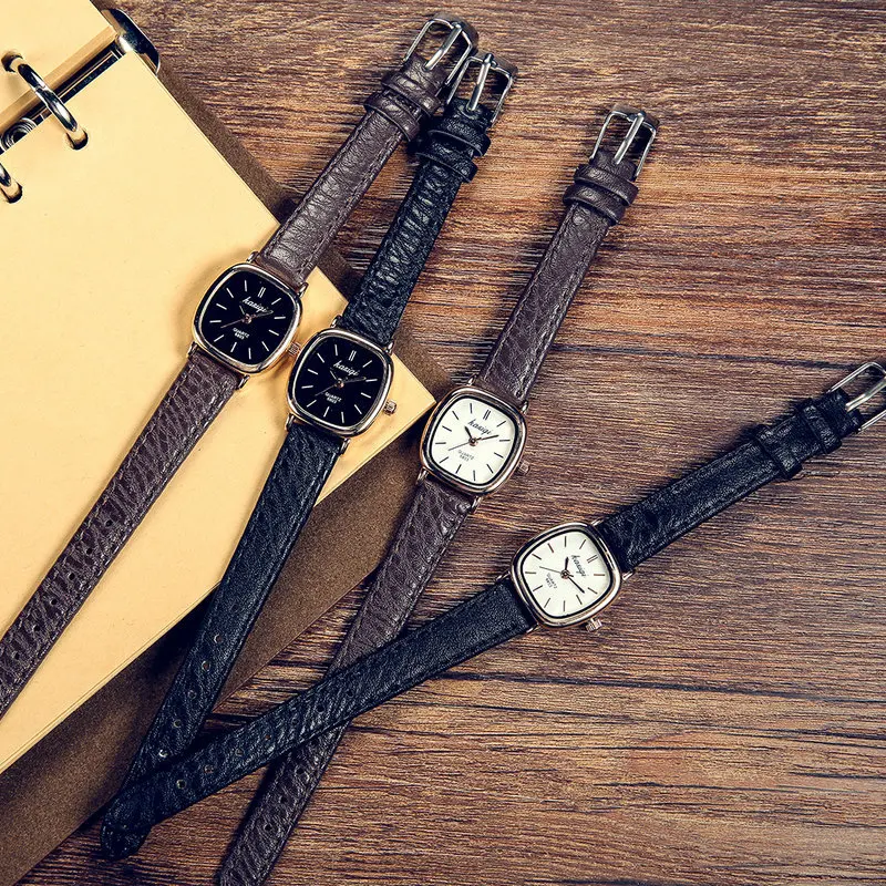 Женские черные кварцевые часы с маленьким квадратным циферблатом и кожаным ремешком, известный роскошный Топ бренд, простой дизайн, женские наручные часы