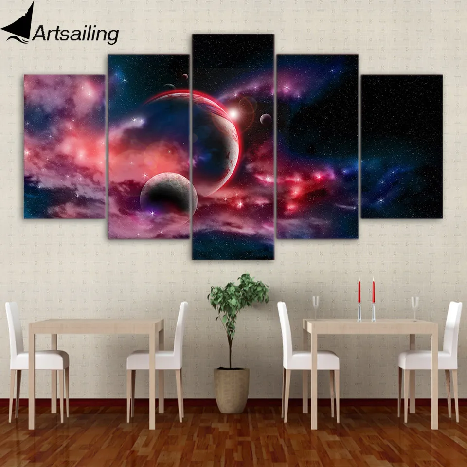 

ArtSailing 5 piece Painting Fantasy universe Planet on canvas room home decoration print poster picture wall art modern ny-1587