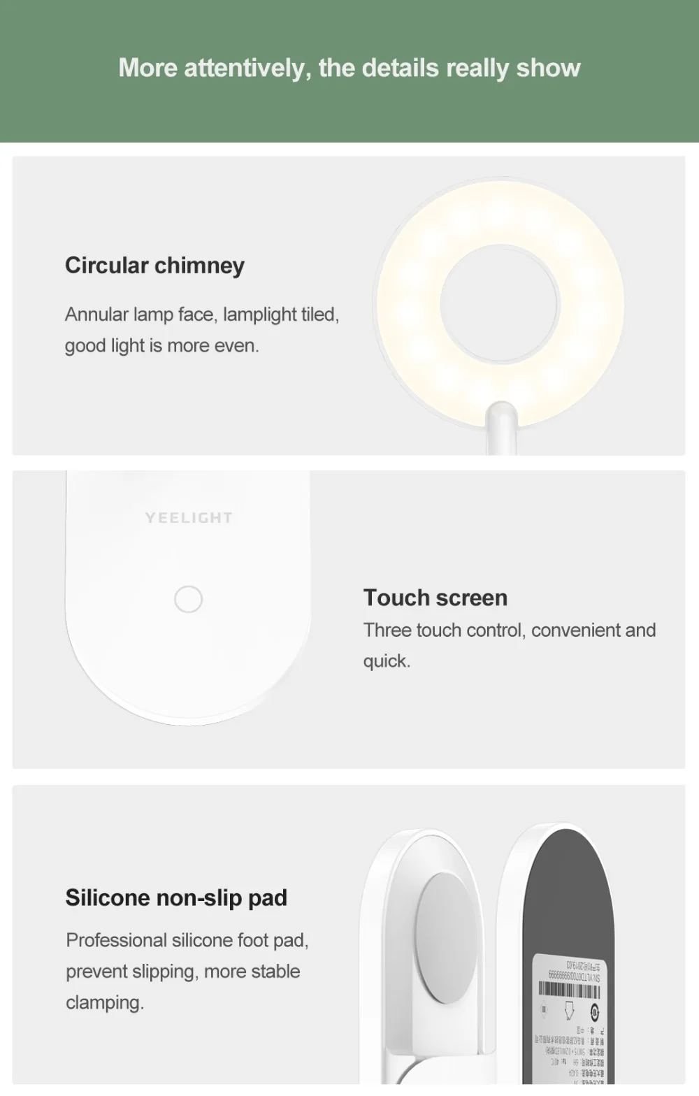 Xiaomi Mijia Yee светильник светодиодный настольная лампа клип Ночной светильник переключатель USB перезаряжаемая Регулируемая лампа для чтения