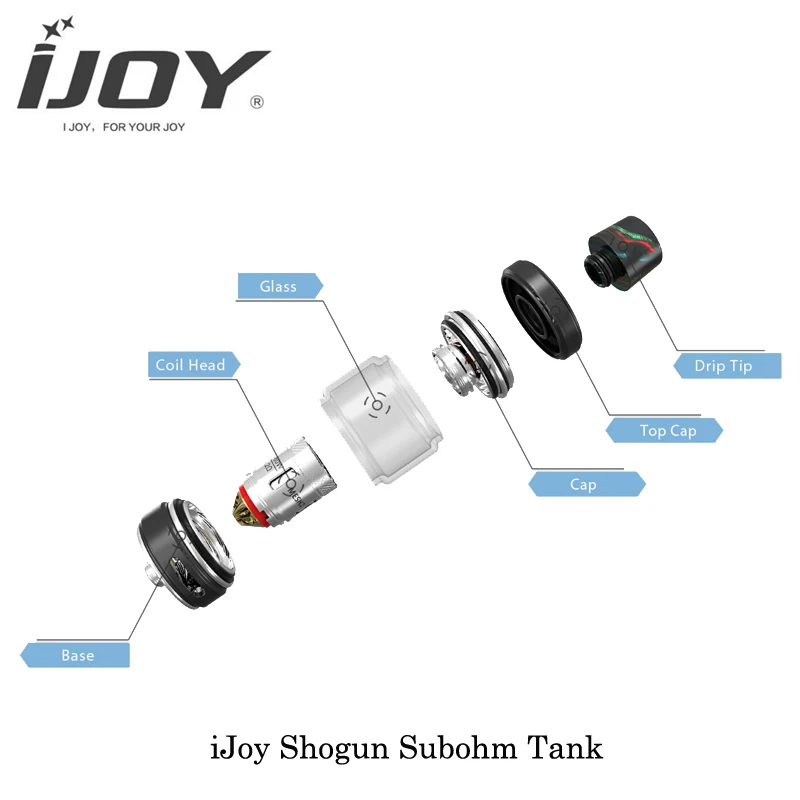 Электронная сигарета iJoy Shogun Sub Ohm бак 5 мл 28 мм диаметр сетки 1 Катушка 0.2ohm 510