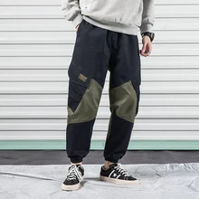Мужские штаны для бега с боковыми карманами, свободные стильные мужские спортивные штаны, модные уличные брюки-карго, свободные хлопковые штаны для стирки, уличная одежда