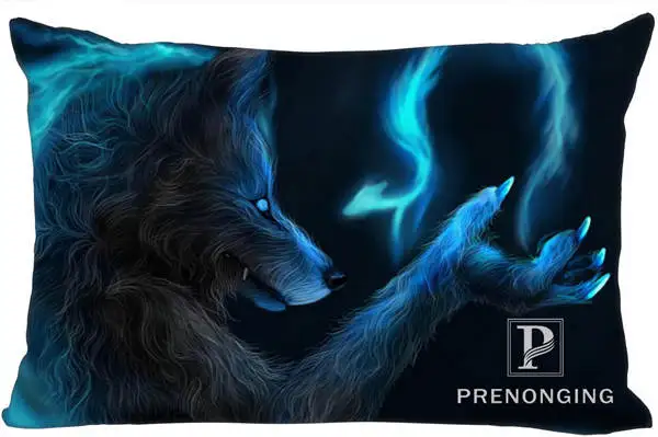 Лучший наволочки на заказ Волк Луна молния на прямоугольную наволочку 40x60 см(одна сторона печати)@ 180117-107 - Цвет: Pillowcases