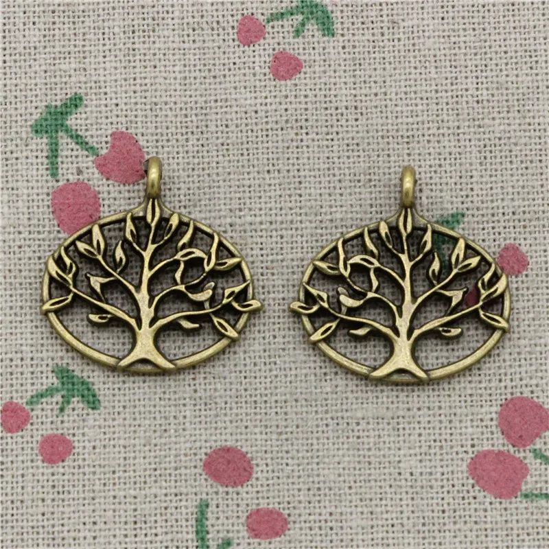 10pcs Charms life tree 27*27mm Antique Bronze Vintage Pendants For