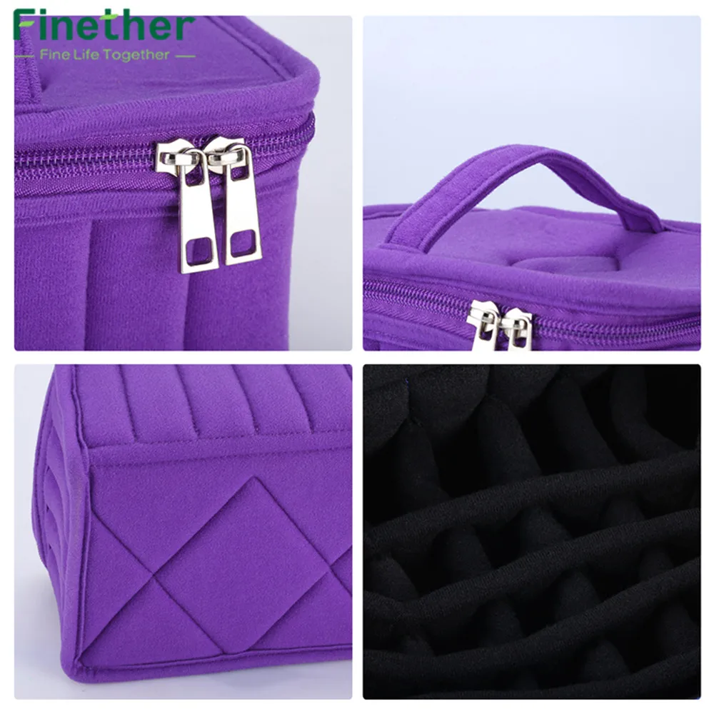 Finether 30-Bottle Essential Oil Carrying Holder Case Perfume Oil Portable Travel Storage Box Nail Polish Organizer Storage Bag 5