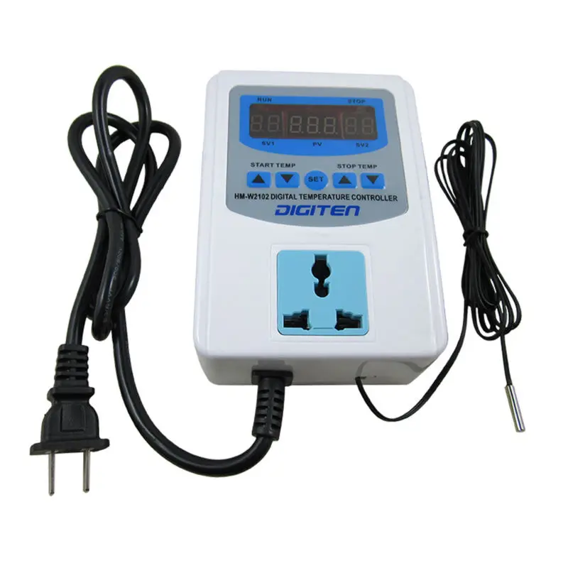 

Digital Pre-wired Temp Controller Outlet Thermostat Heating Cooling AC100-240V