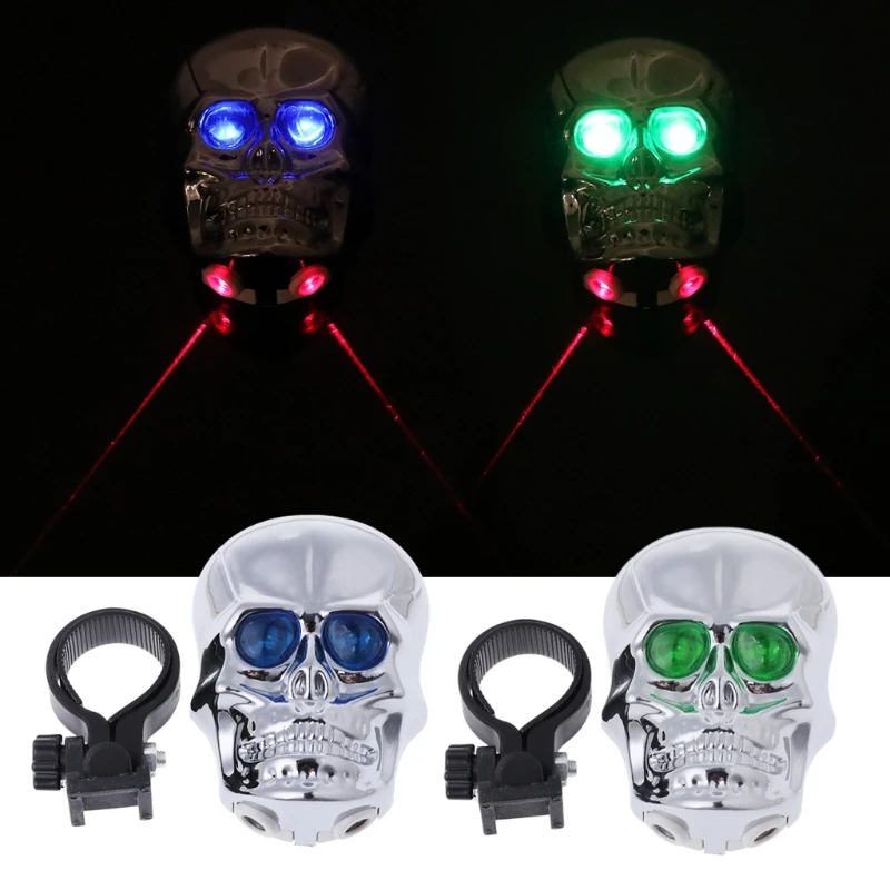 Skull Head Cycling Bicycle MTB Bike Safety Lamp / Laser Tail Light / Rear Light 3in Bicycle