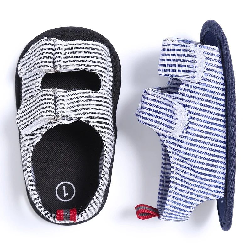 

Summer Holiday Beach Toddler Baby Boys Breathable Anti Slip Crib Stripe Shoes Kids Shoes Prewalkers Sandals