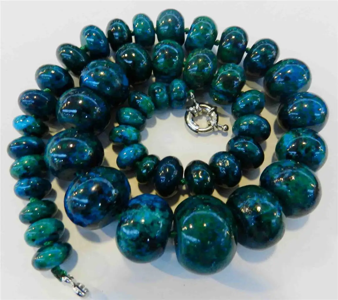 

Charming!! 10-20mm Azurite Phoenix Stone Roundel Beads Necklace Hand Made Fashion Jewelry Making Design Mother's Day gifts EA176