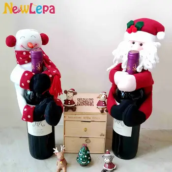 

2017 Christmas Snowman Santa Claus Gift For Wine Bottle Decorations Supplies Ornament Home Da Decoracao De Natal Adornos Navidad