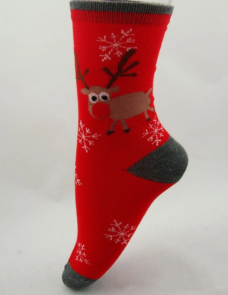 Новая распродажа, хлопковые носки с Санта-Клаусом и снеговиком, женские гольфы с рисунком лося и снежинки, повседневные рождественские женские теплые носки с принтом для взрослых