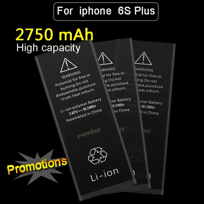 

For Iphone 6S Plus Battery High Capacity Batery For Iphone6S plus Replacement Batteries 2750mah Lipolymer Battery Free Tools