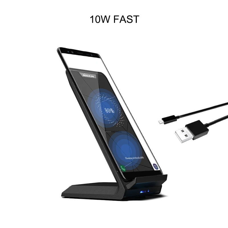 NILLKIN Fast 10W Wireless Charger,Qi Fast Wireless Charging Pad Stand for iPhone XS/XR/X/8/8 Plus For Samsung Note 8/S8/S10/S10E