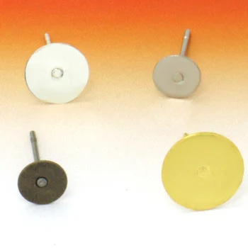 

Stainless Steel Blank Post Earring Studs Pins Steel Color Flat Round Tray Base Fit 10mm for Earring Jewelry Findings