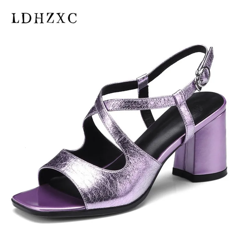 

LDHZXC Women Sandalssummer 2018 Fashion Buckle Super High Heels Platform black Sandals Summer Square heel High Heel Shoes