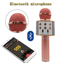 WS-858 KTV Jogador Karaoke Microfone de Mão Sem Fio Bluetooth USB Bluetooth Speaker Mic Gravar Música