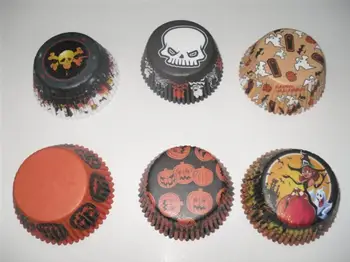 

4.5inch 1000pcs/lot Halloween ghost witch cupcake liners baking paper cup muffin cases for wedding/festival party Decoration