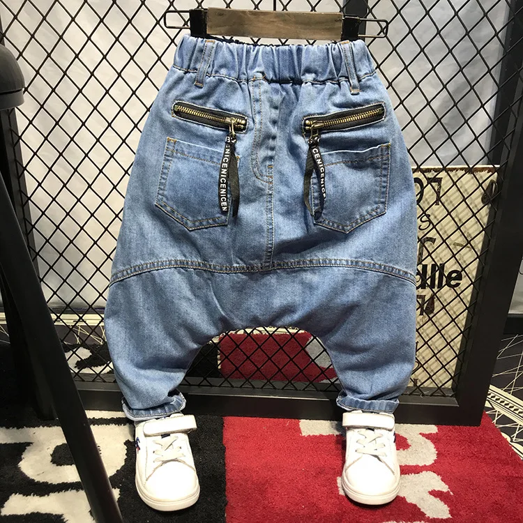 WLG boys jeans kids denim blue harem jeans baby casual all match clothes