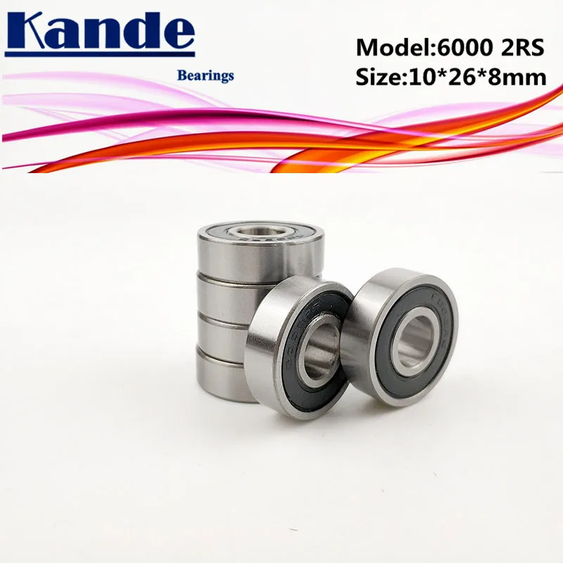 

6000RS Bearing 10pcs ABEC-5 High quality 6000 2RS Single Row Deep Groove ball bearing 6000-2RS 10*26*8mm