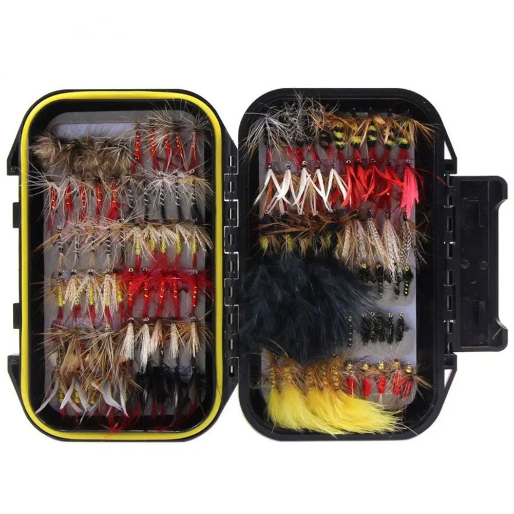 120pcs Fly Fishing Dry Flies Wet Flies Assortment Kit with Waterproof