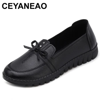 

CEYANEAOWomen Flats Shoes Fashion Leather Soft Casual Ladies Shoes Female Footwear Slip On Comfortable Woman Flats ShoesE1679