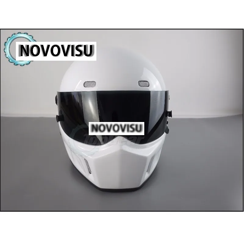 NOVOVISU The Stig 1 Helmet Capacete Casco De 2002 2003 White Colour With Black Visor For 1  2 Season Kart  Car  Motorcycle 05