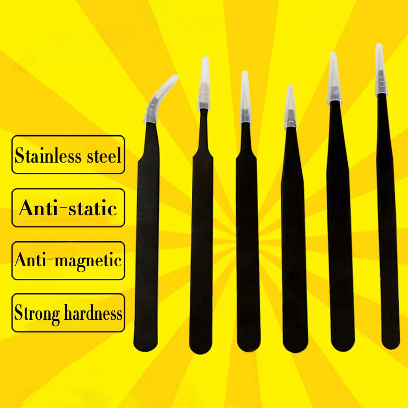 1 шт. металлическая Антистатическая Гибка прямая законцовка прецизионный Пинцет сварочный электронный Пинцет ESD для пайки инструмент SMD