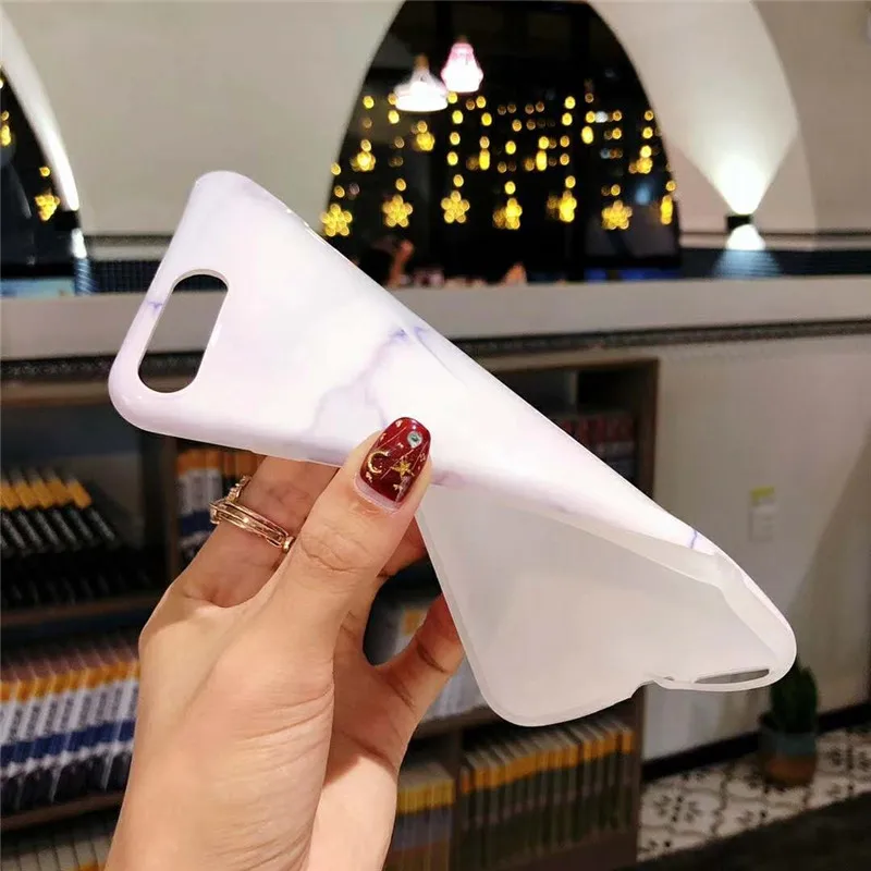 Mármol Granito Stone Textura Suave Cubierta Suave IMD Funda de Teléfono para iPhone X
