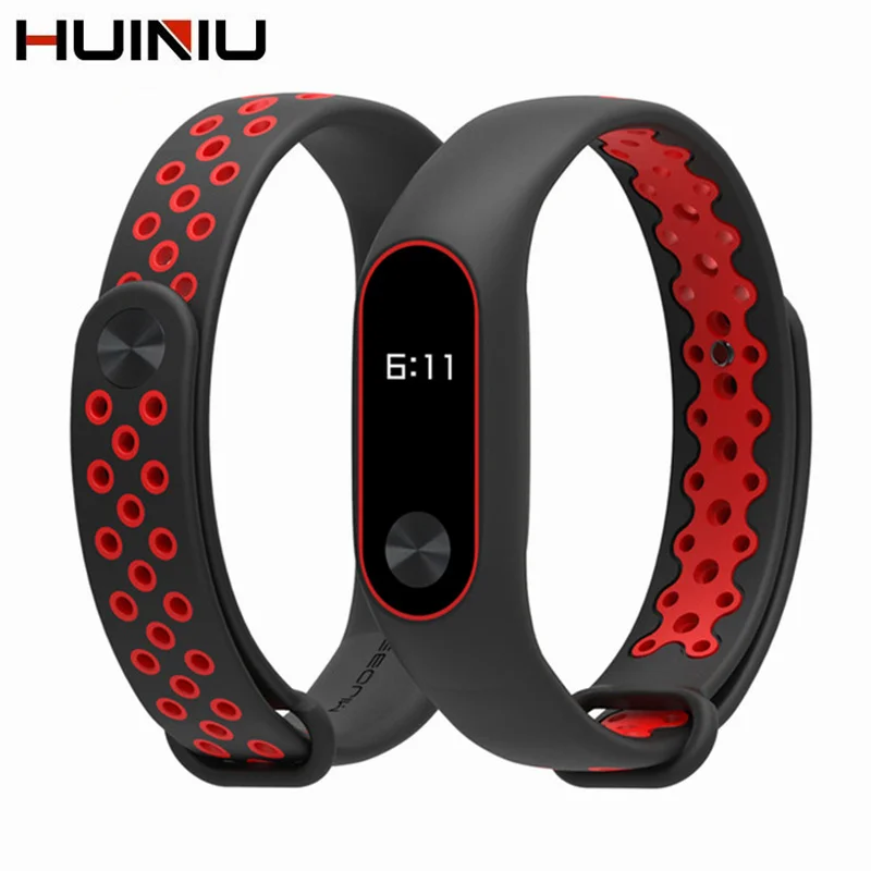 

Double Color Replacement Wrist Strap Silicone Wristband Anti-lost Waterproof Band Pattern Bracelet for xiaomi mi band 2